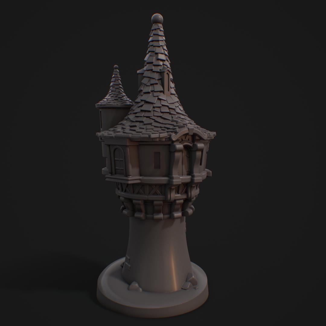 Render of a stylized Rapunzel's Tower front